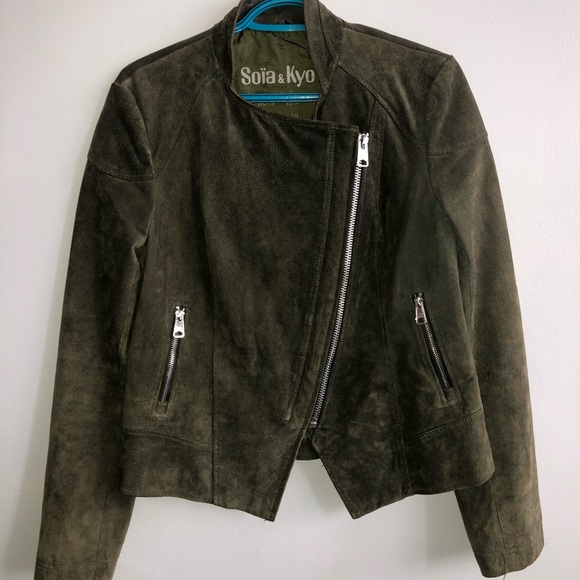 Soia and Kyo suede jacket in olive green. New - Picture 2 of 4